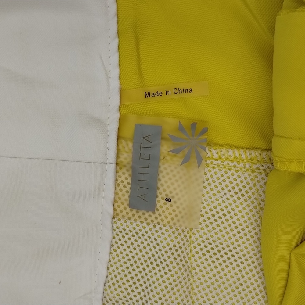 Athleta Neo Board Shorts Yellow/White Trim with Flower Size 8 - Picture 4 of 6